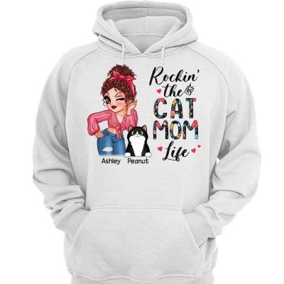 Rockin The Cat Mom Life Patterns Pretty Woman Personalized Hoodie Sweatshirt